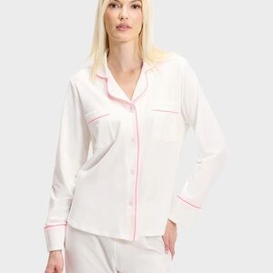 Brooks Brothers Wrinkle Resistant Cotton Pajama Set Pink Piping Medium NWT